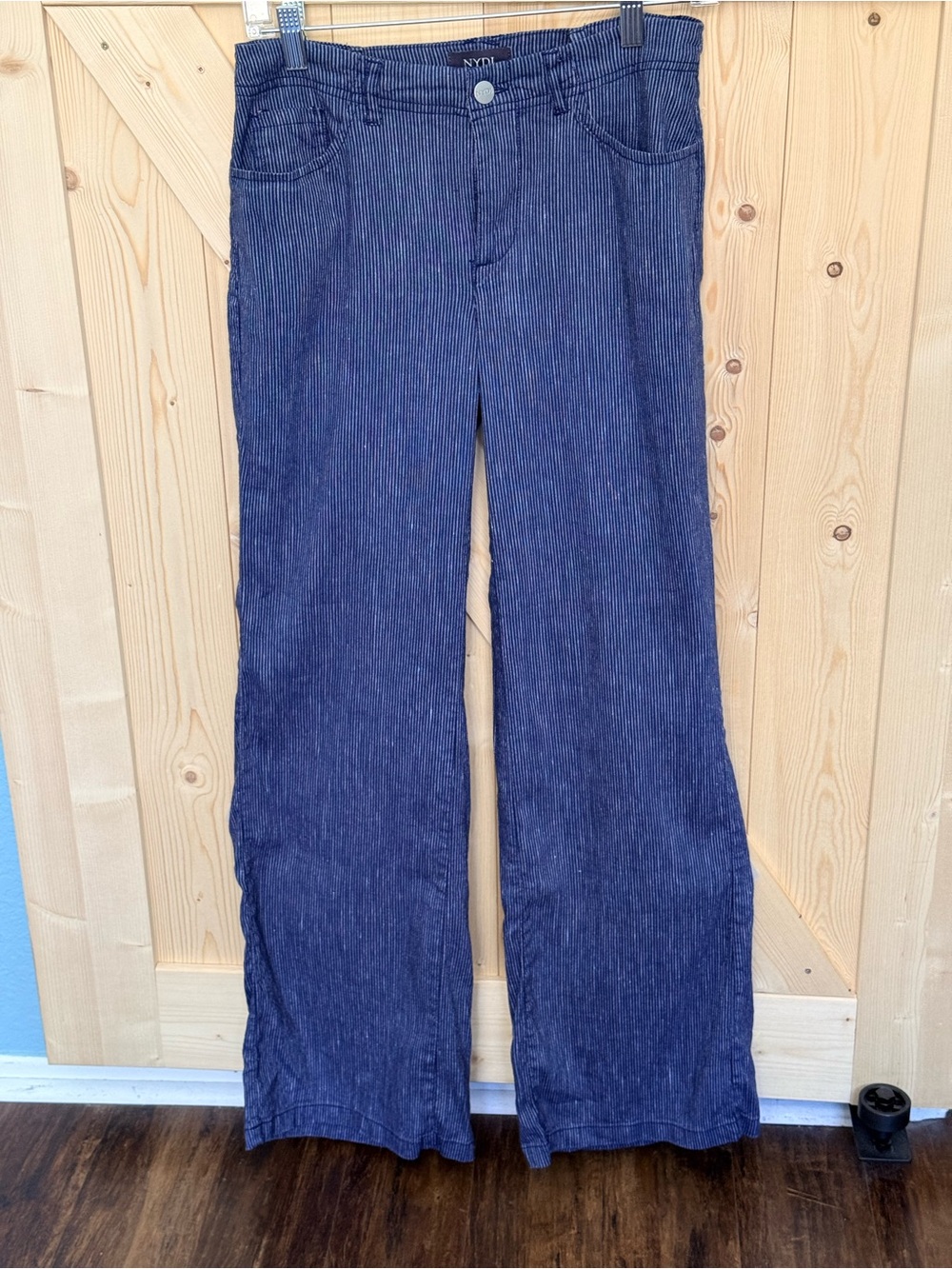 NYDJ Navy Pinstripe Wide-Leg Women’s Trousers